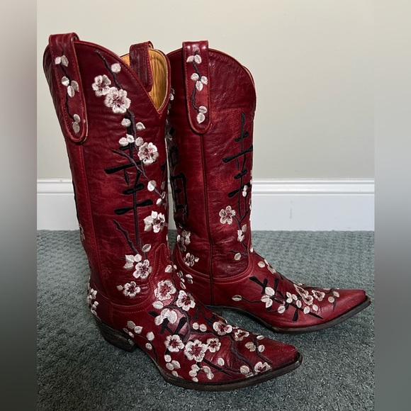 Old Gringo 7 B Cherry Blossom Red Western Cowboy Cowgirl Boots Valentines Gift - Picture 2 of 12